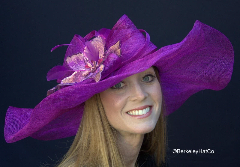 Winning Santa Anita Flowered Hat For The Derby In Purple