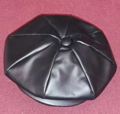 Black Leather 8 Quarter Cap