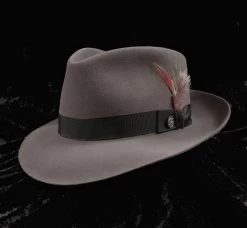 Grey Fur Felt Fedora, "Downs" By Stetson