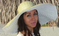 Extra Wide Brim Metallic Ribbon Sun Hat