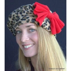 Leopard Print Beret In Polar Fleece