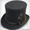 Steam Punk Black Wool Top Hat With Gear Charms