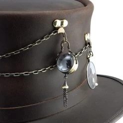 Steampunk Leather Top Hat, "Trinket"