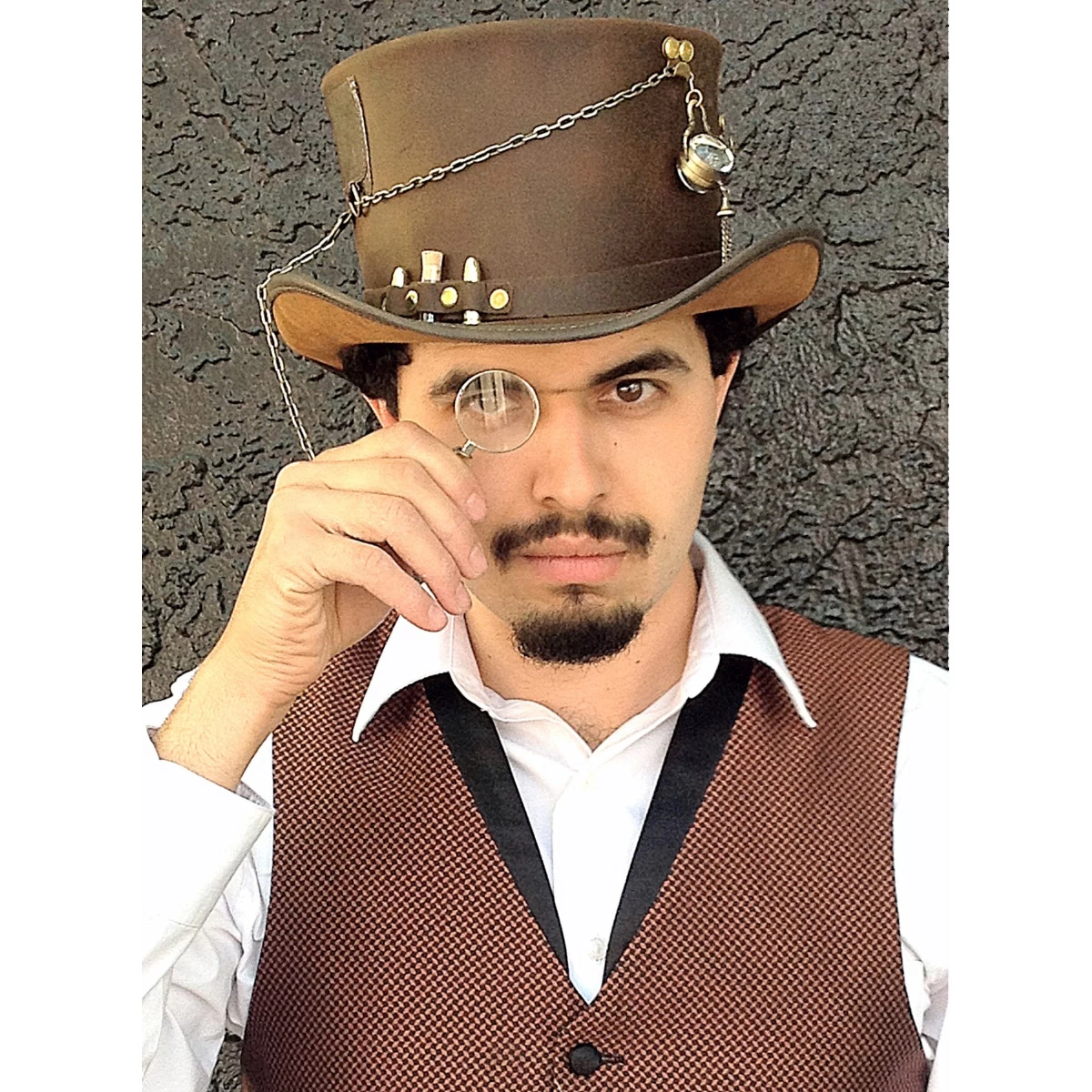 Steampunk Leather Top Hat, "Trinket" - Image 2
