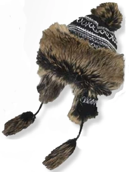 Women's Peruvian Style Knit/Furry Earflap Hat